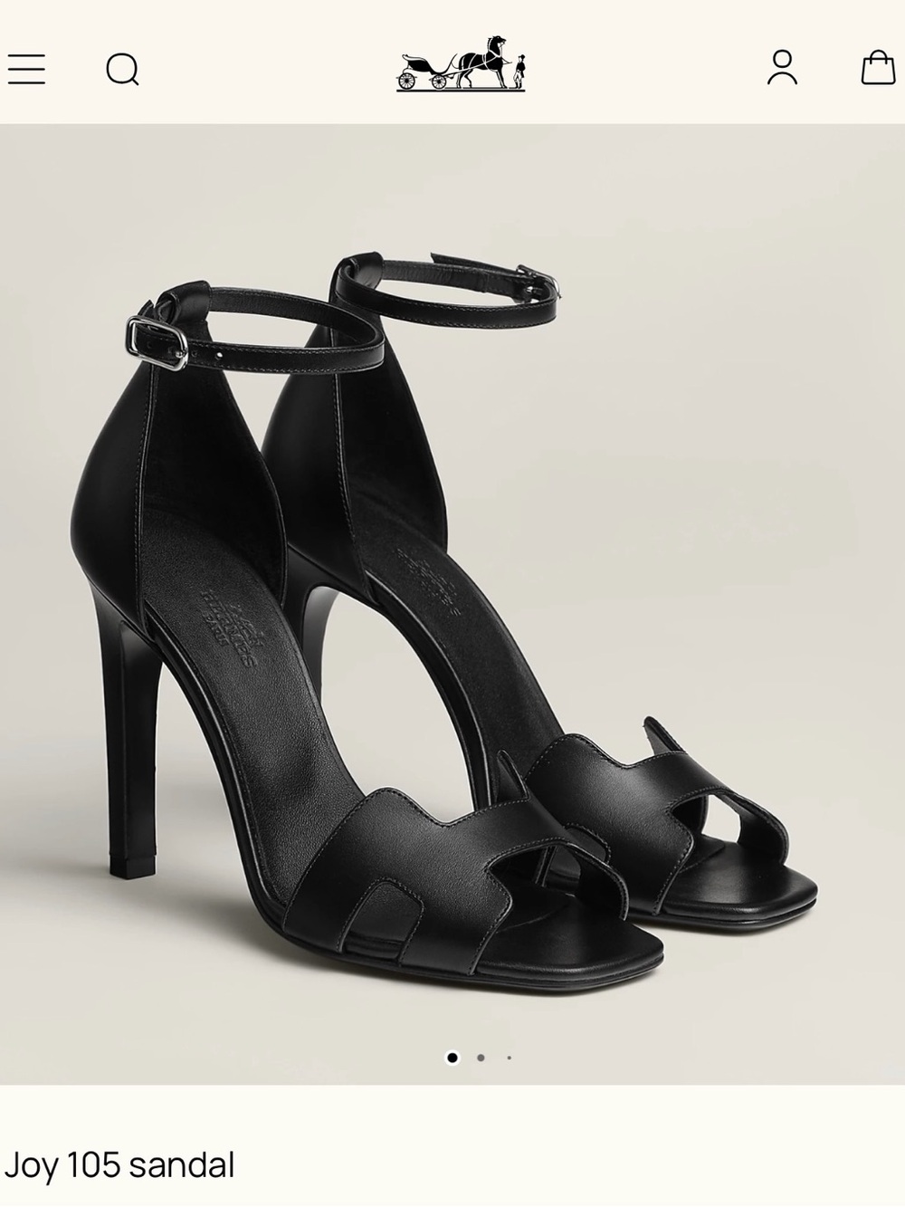 Hermes Black Joy 105 High-Heel Ankle-Strap Sandal